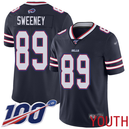 Youth Buffalo Bills 89 Tommy Sweeney Limited Navy Blue Inverted Legend 100th Season NFL Jersey